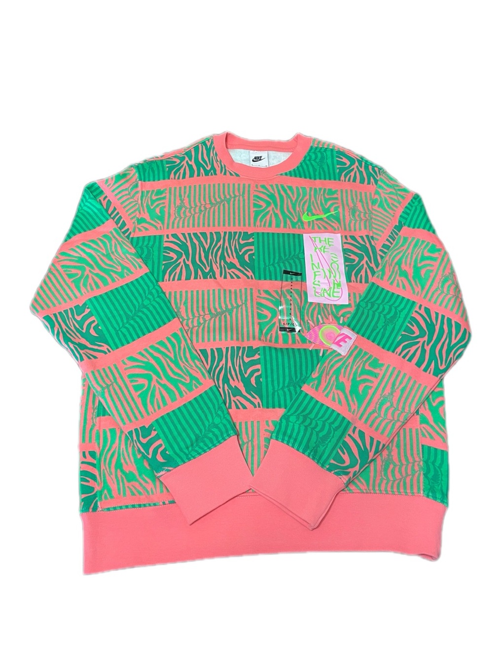 Nike Rare Sportswear Club Fleece Trippy Safari Sweatshirt, Pink, Size S